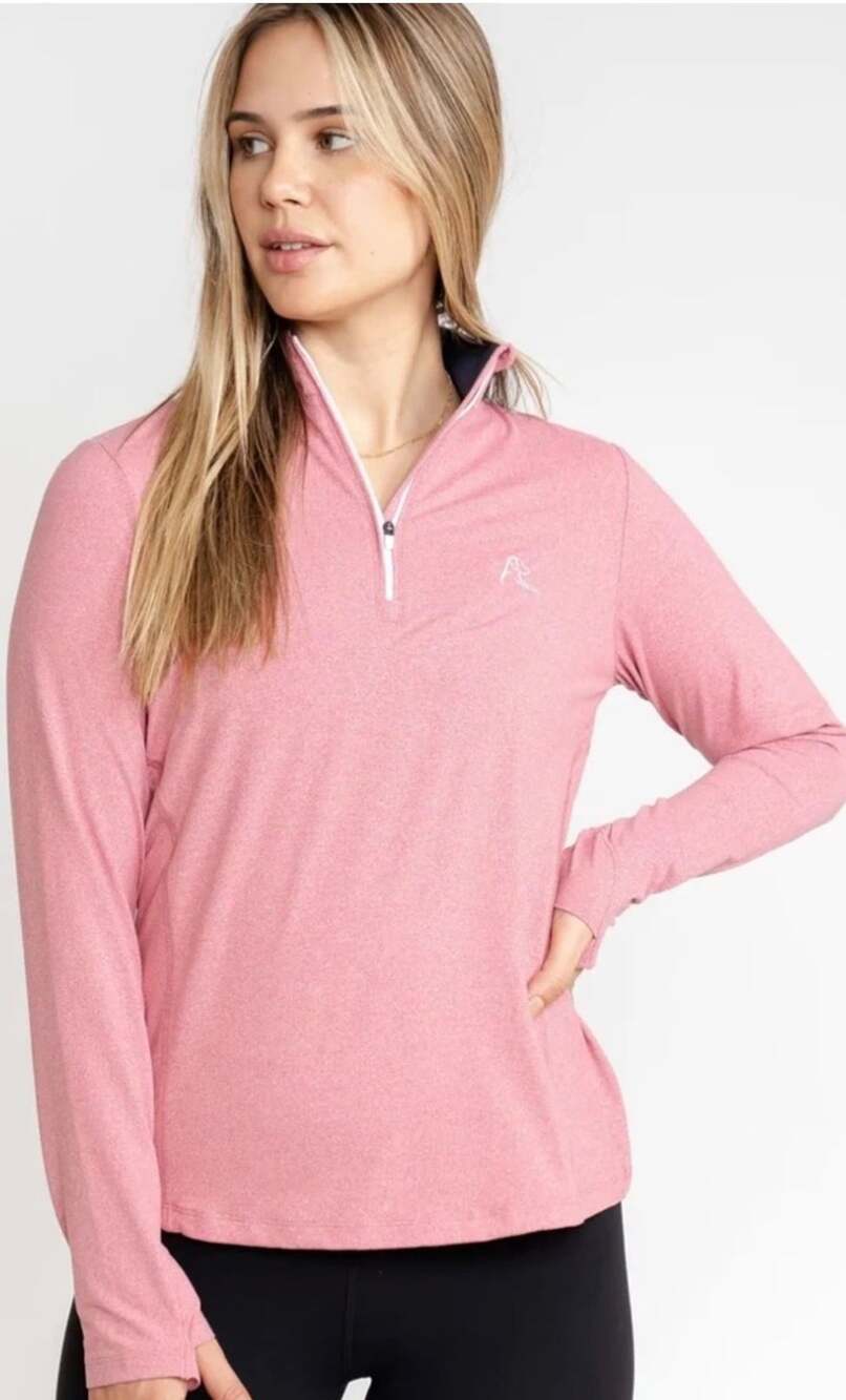 Rhoback Heather Performance Q-Zip Cranberry Pink Pullover Size S
